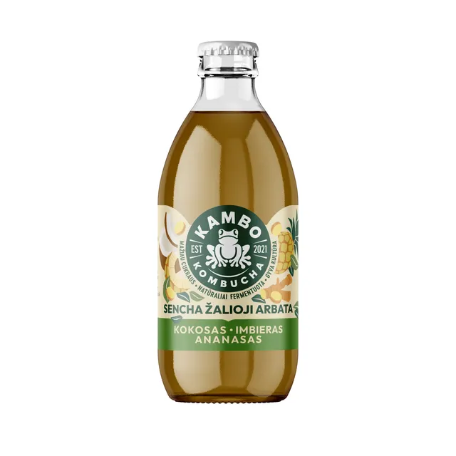 Kombucha su kokosu, imbieru ir ananasu, 330 ml