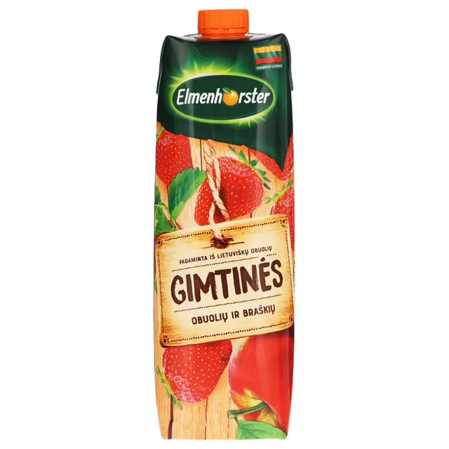 Obuolių-braškių sulčių gėrimas GIMTINĖS, 1 l
