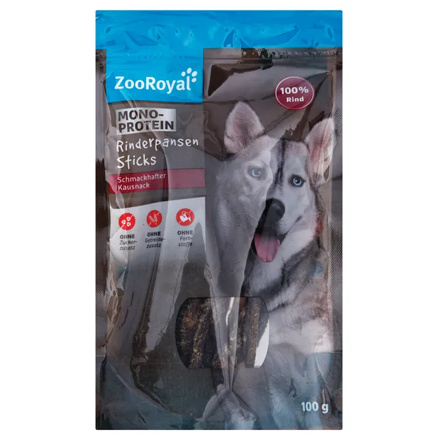 Galvijų ryšulių traškučiai ir jautienos prieškrandžio lazdelės ZOOROYAL, 10x100 g