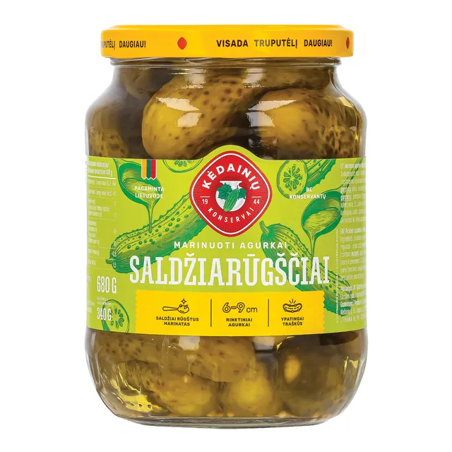 Marinuoti agurkai saldžiarūgščiai KĖDAINIŲ, 680 g