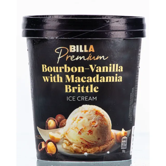 Valgomieji ledai su kavapiąja vanile ir makadamijų gabaliukais BILLA PREMIUM, 500 ml