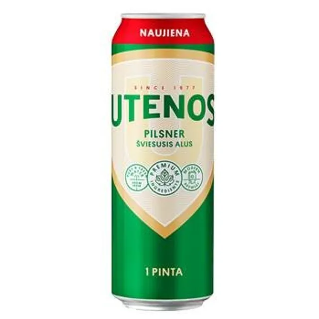 Alus UTENOS PILSNER 4,6%, 0,568 l