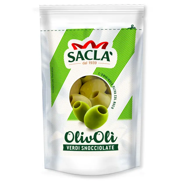 Žalios alyvuogės be kauliukų SACLA, 75 g