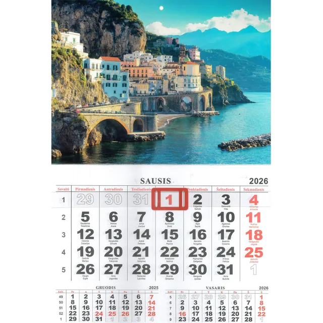 Kalendorius 2026 MĖNESINIS