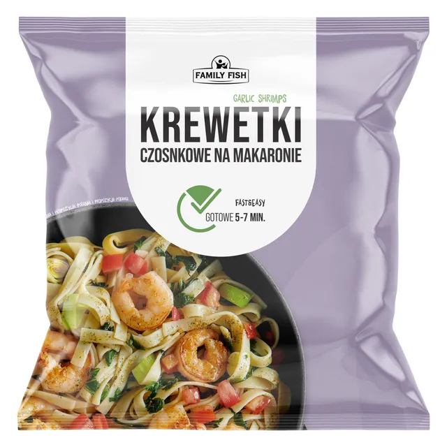 Makaronai su krevetįmis ir česnakais (šaldyti), 400 g