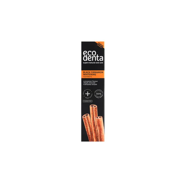 Ecodenta cinamono skonio juoda/balinamoji dantų pasta, 100 ml