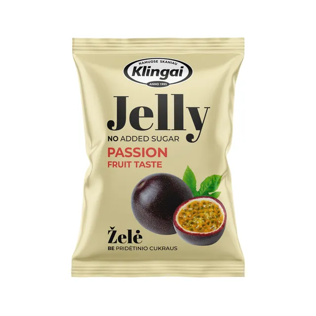 Klingai pasiflorų skonio želė be pridėtinio cukraus, 95 g