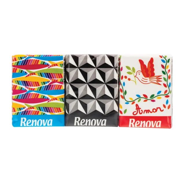 Popierinės nosinaitės RENOVA DESIGN 6 vnt., 4 sl., 42 lap.