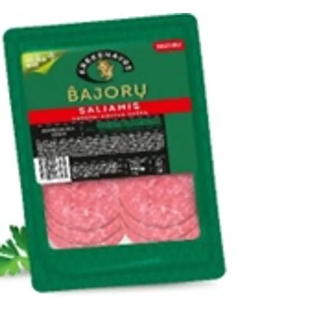 Karštai rūkytas Bajorų saliamis griežinėliais dujose 110g