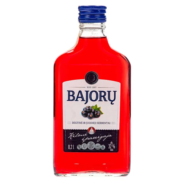 Spiritinis gėrimas BAJORŲ DEGTINĖ IR JUODIEJI SERBENTAI 32%, 200 ml