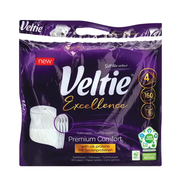 Tualetinis popierius VELTIE EXCELLENCE 4SL.,9VNT., 160 LAP.