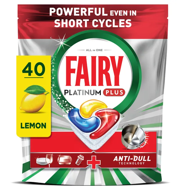Automatinių indaplovių kapsulės FAIRY Platinum+ Lemon, 40 vnt.