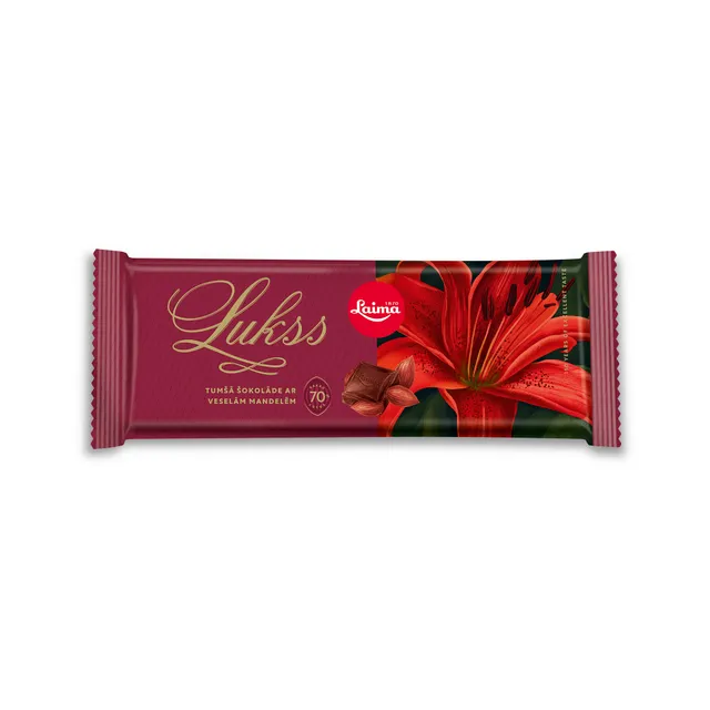 LAIMA LUKSS Juodasis šokolada su migdolais, 190 g