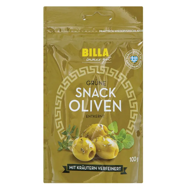 Žaliosios alyvuogės be kauliukų BILLA, 100 g