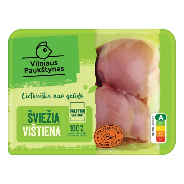 Šviežia viščiukų broilerių šlaunelių mėsa VILNIAUS PAUKŠTYNAS, 500 g
