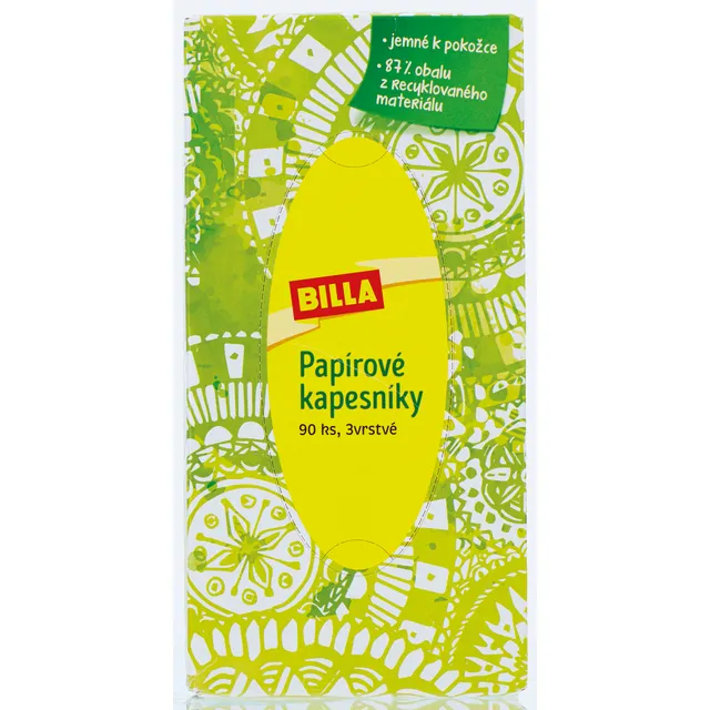 BILLA popierinės servetėlės dėž. 90 vnt/3 sl.