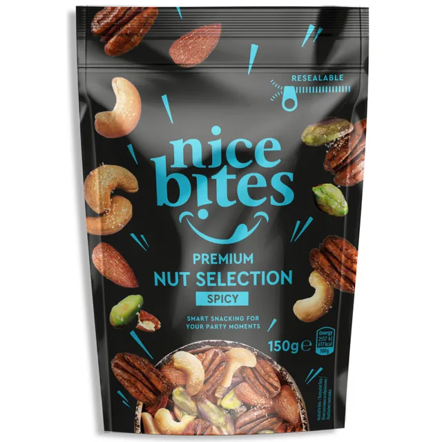 Riešutų mišinys su aštriais prieskoniais NICE BITES, 200 g