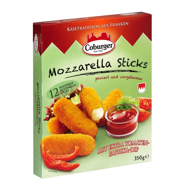 Kepamos Mozzarella lazdelės su pomidorų ir paprikų padažu, 10x300 g