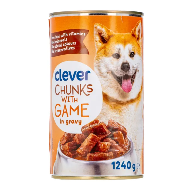 Žvėrienos gabaliukai padaže šunims CLEVER, 1240 g