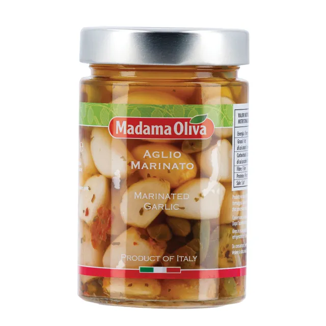 Marinuotas česnakas saulėgrąžų aliejuje MADAMA OLIVA, 300 g
