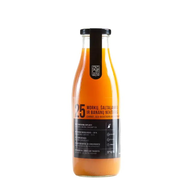 Morkų, šaltalankių ir bananų nektaras Nr. 25, 750 ml