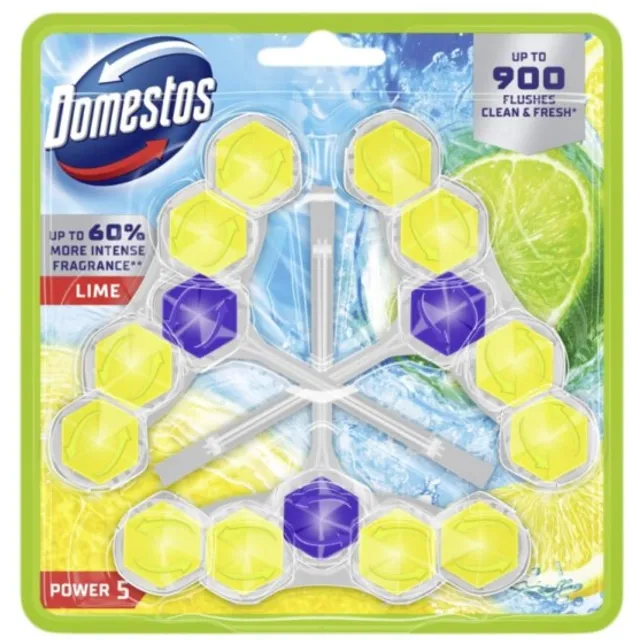 WC valiklis-gaiviklis DOMESTOS POWER 5 LIME, 3X50G