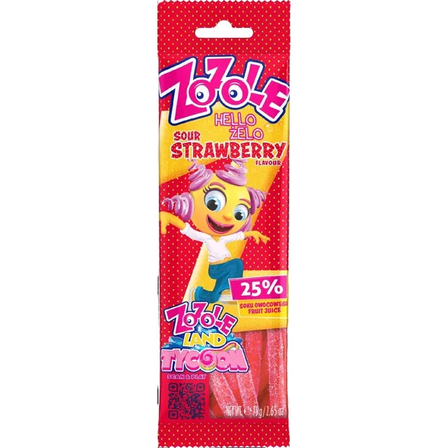 ZOZOLE STRAWBERRY juostiniai rūgštūs guminukai 75 g