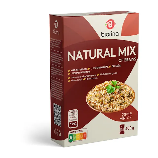 Kruopos Natural Mix su grikiais, 4x100 g