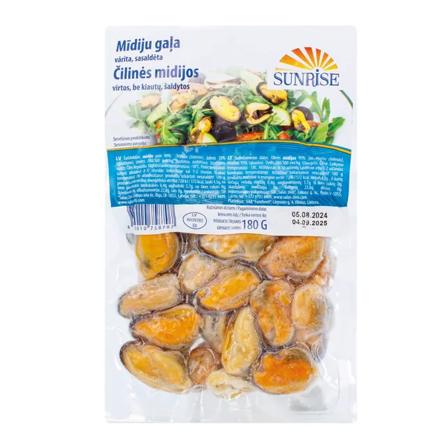 Sunrise čilinės virtos midijos be kiautų, 180 g