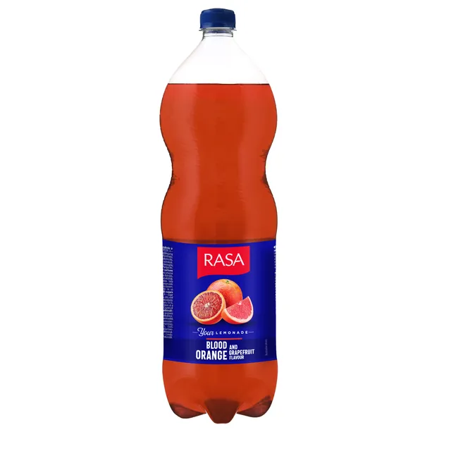 Raudonųjų apelsinų ir greipfrutų skonio gazuotas gaivusis gėrimas RASA, 2 l