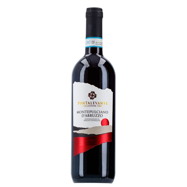 Raudonasis sausas vynas PUNTALEVANTE MONTEPULCIANO D'ABRUZZO DOC 12,5%, 075 l