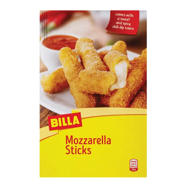 Šaldytos mocarelos sūrio lazdelės džiūvesėliuose BILLA, 250 g