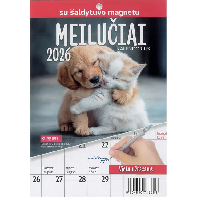 Kalendorius 2026 SU MAGNETU MEILUČIAI MAGNETINIS