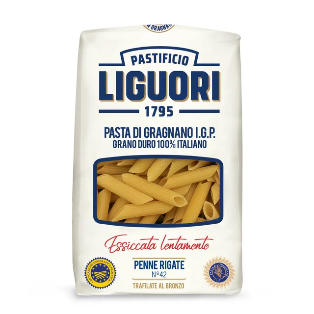 LIGUORI kietagrūdžiai itališki makaronai Penne rigate (vamzdeliai), 500 g