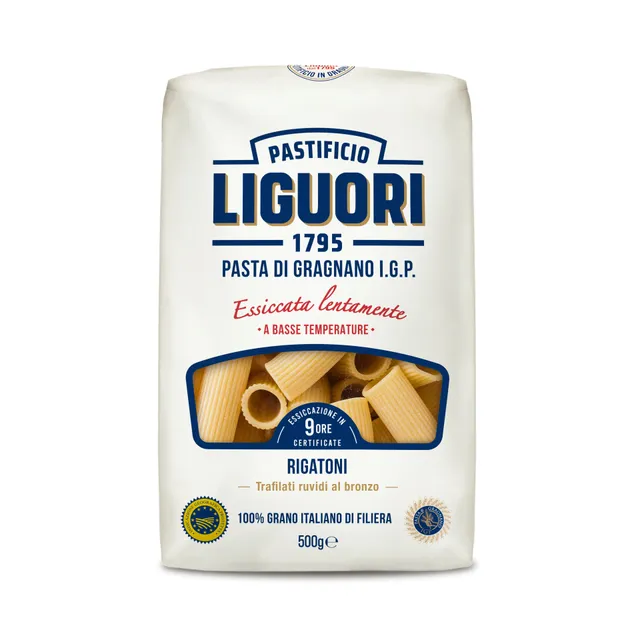 LIGUORI kietagrūdžiai itališki makaronai Rigatoni, 500 g
