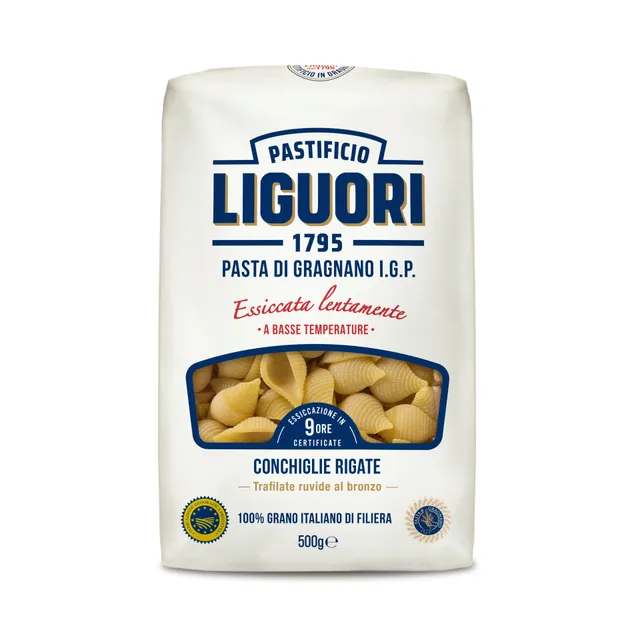 LIGUORI kietagrūdžiai itališki makaronai Conghiglie rigate (kriauklelės), 500 g