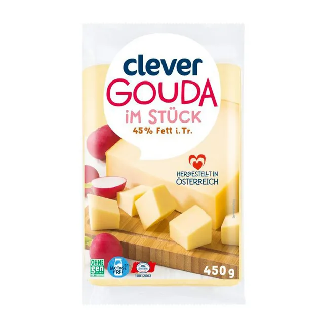 Gouda sūris CLEVER 45% riebumo, 450 g