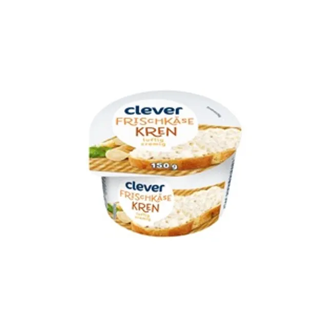 Tepamas kreminis sūris su krienais CLEVER, 150 g