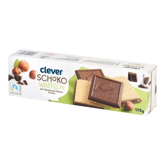 Vafliai su šokolado glaistu CLEVER, 175 g