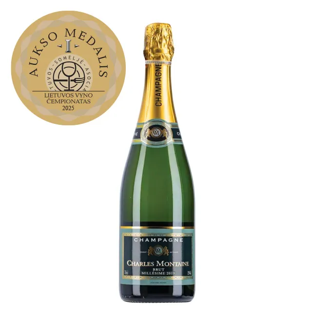 Šampanas baltasis briutas rūšinis CHARLES MONTAINE BRUT MILLESIME 12%, 075 l