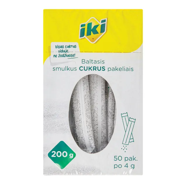 Baltas, smulkus cukrus IKI 4gx50