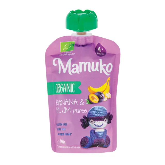 Ekologiška bananų ir slyvų tyrelė MAMUKO, 100 g