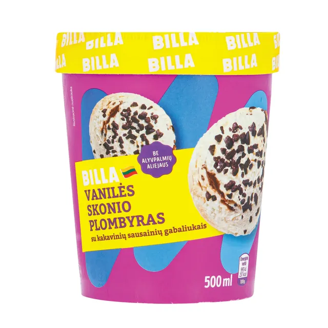 Plombyras su šokolado įdaru ir sausainių gabaliukais BILLA, 500 ml