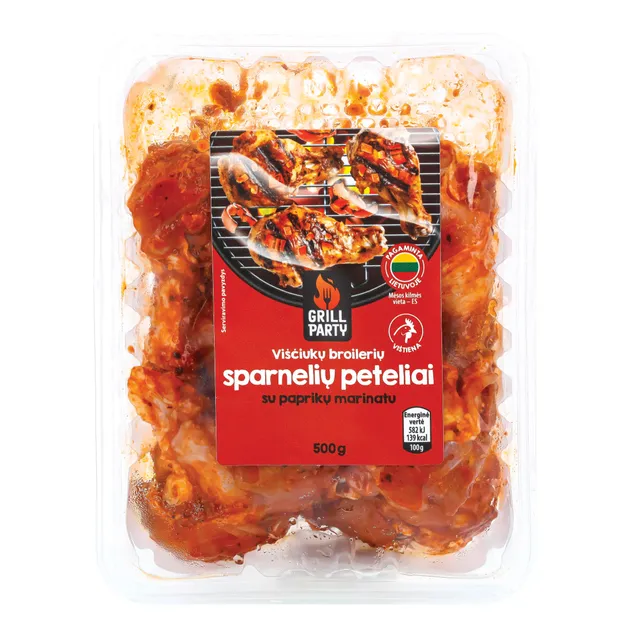 Marinuoti sparnelių peteliai GRILL PARTY paprikiniame marinate, 500 g