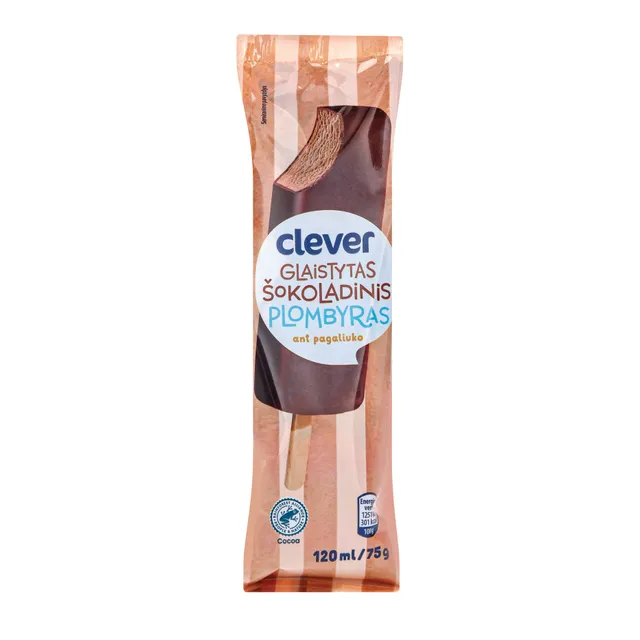 Glaistytas šokoladinis skonio plombyras ant pagaliuko CLEVER, 120 ml