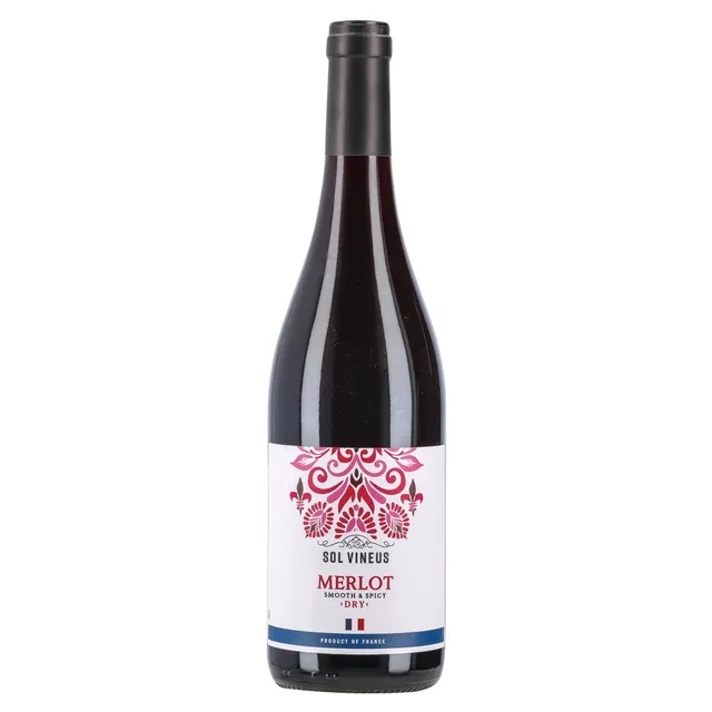 Raudonasis, sausas vynas SOL VINEUS MERLOT (14%) 0,75 l