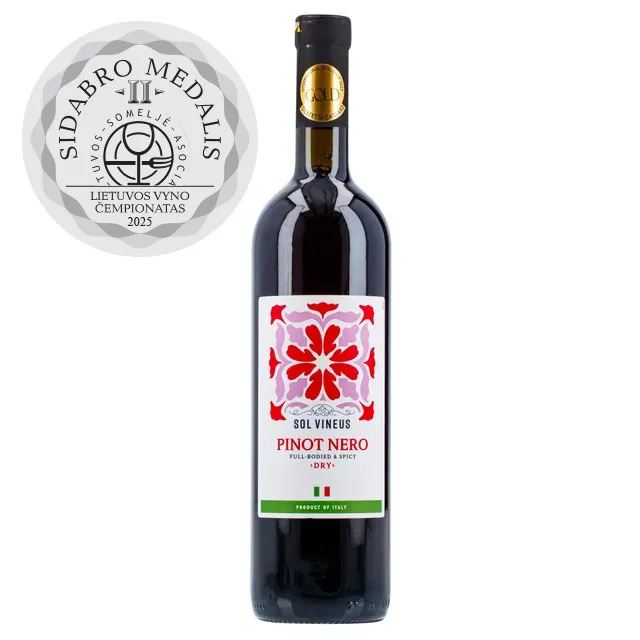 Raudonasis sausas vynas SOL VINEUS PINOT NOIR DI PAVIA (12%) 0,75 l