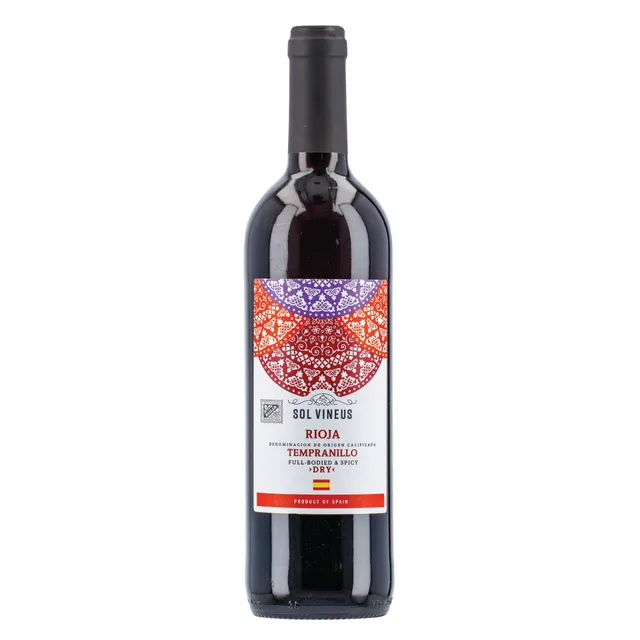 Raudonasis, sausas vynas SOL VINEUS RIOJA TEMPRANILLO 13%/0,75L