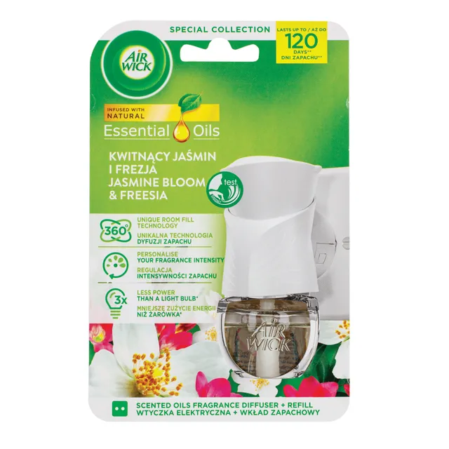 AIR WICK elektrinis oro gaiviklis jazminų ir frezijų kvapo, 19 ml
