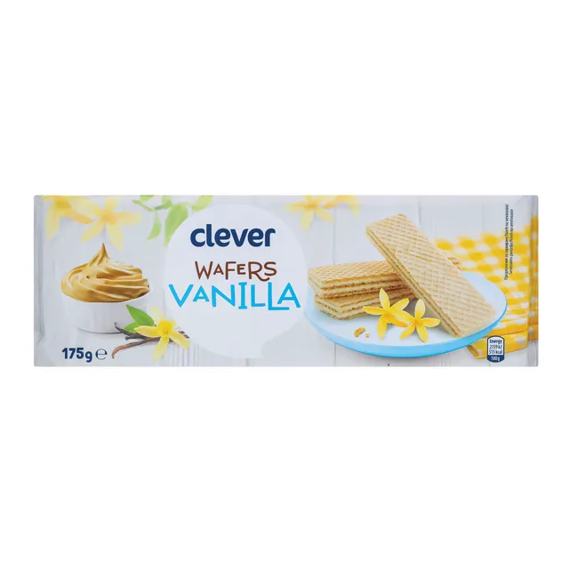 Vafliai su vaniliniu įdaru CLEVER, 175 g